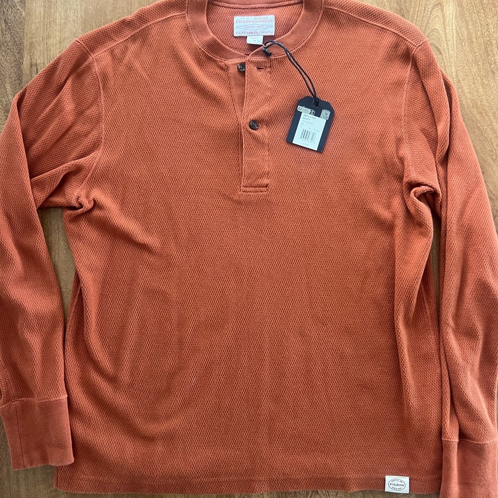 Filson Waffle Knit Rust Henley Shirt